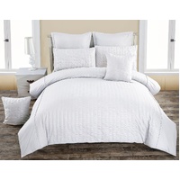 Seersucker Double Size White Duvet Quilt Cover Set