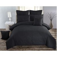 Seersucker Double Size Black Duvet Quilt Cover Set