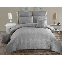 Seersucker Double Size Grey Duvet Quilt Cover Set