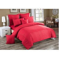 Seersucker King Size Quilt/Duvet Cover Set - Red