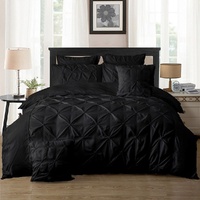 Diamond Pintuck Double Size Black Duvet Quilt Cover Set