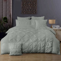 Diamond Pintuck King Size Grey Duvet Quilt Cover Set