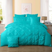 Diamond Pintuck Super King Size Quilt/Duvet Cover Set - Teal