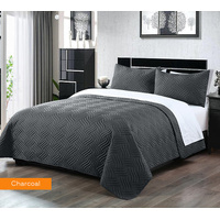 3 piece embossed comforter set king charcoal