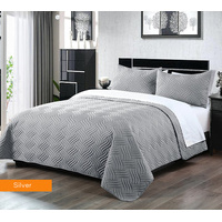 3 piece embossed comforter set king silver