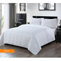 3 piece embossed comforter set queen white