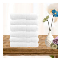 6 piece ultra light cotton hand towel set in white