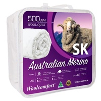 Aus Made Merino Wool Quilt 500GSM 270x240cm Super King Size