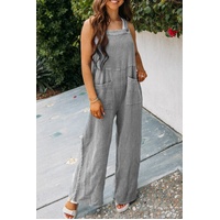 Azura Exchange Textured Wide Leg Overall with Pockets - L