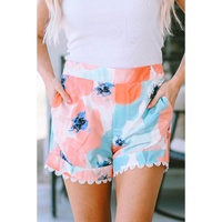 Azura Exchange Water Marbling Print Lace Trim Shorts - 10 US