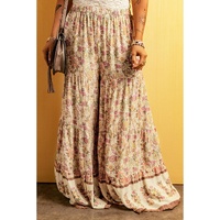 Azura Exchange Boho Floral Patchwork Wide Leg Pants - M