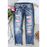 Azura Exchange Heart Patchwork Jeans - 10 US