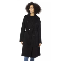 Woolen Trench Coat with Welt Pockets and Waist Belt S Women