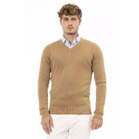 Fine Ribbed Knit V-neck Sweater with Long Sleeves 50 IT Men