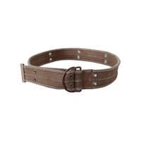 DOLCE & GABBANA Brown Leather Canvas Belt with Round Buckle 100 cm Women