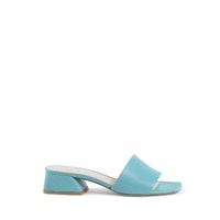 Leather Blue Sandals with 4cm Heel - 39 EU