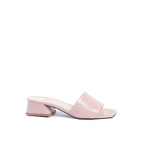 Leather Pink Sandals with 4 cm Heel - Made in Italy - 39 EU