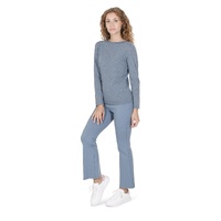 Crown of Edinburgh Cashmere Women's Cashmere Boatneck Sweater - Italian Crafted in Sky blue - S