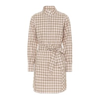 Iconic Check Cotton Shirt Dress with Long Sleeves and Belt 44 IT Women