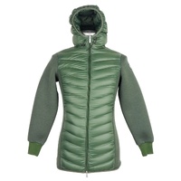 Womens Long Down Jacket with Hood Dark Green M Women