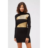 Knitted Dress with Laminated Effect and Polo Neck 42 IT Women