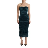 Gorgeous Dolce & Gabbana Turquoise Satin Midi Dress 40 IT Women