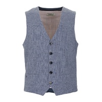 Abstract Motif Stitched Cotton Vest with Button Closure L Men