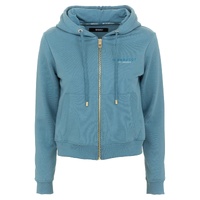 Cotton Hooded Zip-up Sweatshirt with Pockets L Women