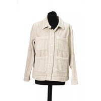 Logoed Button Wide Ribbed Jacket with 4 Pockets S Women