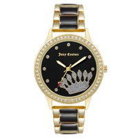 Gold Fashion Analog Watch with Rhine Stone Facing One Size Women