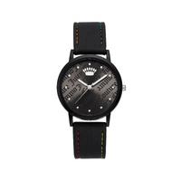 Black Leatherette Analog Fashion Watch with Pin Buckle Closure One Size Women