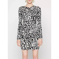 Viscose-blend Leopard Print Short Dress with Love Moschino Logo 40 IT Women