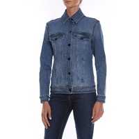 Cotton Denim Jacket with Button Closure and Decorative Beads 44 IT Women