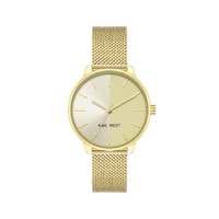 Gold Analog Bangle Watch with Dual Time Functions One Size Women