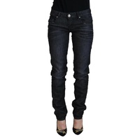 Low Waist Straight Denim Pants with Logo Details W26 US Women