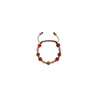 Authentic NIALAYA Red CZ Carnelian Pearl Bracelet S Women