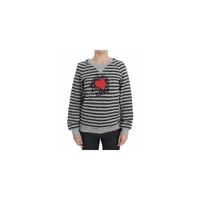 EXTE Crew-neck Pullover Sweater with Gray Striped Motive 40 IT Women