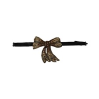 Dolce & Gabbana Gold-Tone Silk Rhinestone Bow Tie One Size Women