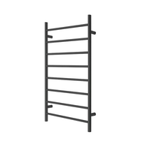 Premium Matte Black Heated Towel Rack - 8 Bars, Round Design, AU Standard, 1000x620mm Wide