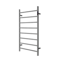 Premium Gunmetal Heated Towel Rack with LED- 8 Bars, Round Design, AU Standard, 1000x620mm Wide