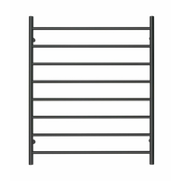 Premium Matte Black Heated Towel Rack - 8 Bars, Round Design, AU Standard, 1000x850mm Wide