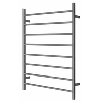 Premium Brushed Nickel Heated Towel Rack - 8 Bars, Round Design, AU Standard, 1000x850mm Wide