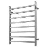 Premium Brushed Nickel Heated Towel Rack with LED control - 8 Bars, Square Design, AU Standard, 1000x850mm Wide