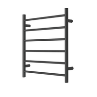 Premium Matte Black Heated Towel Rack - 6 Bars, Round Design, AU Standard, 650x620mm Wide