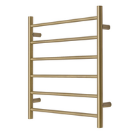 Premium Brushed Gold Heated Towel Rack - 6 Bars, Round Design, AU Standard, 650x620mm Wide