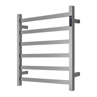 Premium Gunmetal Heated Towel Rack with LED control - 6 Bars, Square Design, AU Standard, 650x620mm Wide