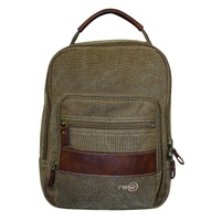 FIB Canvas Sling Bag Shoulder Strap Messenger Travel Pack w Tablet Pocket - Khaki