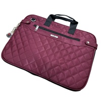 RFID Quilted Taslon Laptop Bag Sleeve Computer Travel w/ Tablet Holder - Marsala