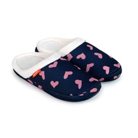 ARCHLINE Orthotic Slippers Slip On Scuffs Pain Relief Moccasins - Navy with Hearts - EUR 35 (Womens US 4)