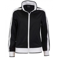 Identitee Ladies Track Top Jacket Tracksuit Warm Winter Full Zip Varsity Jumper - Black/White - L (14-16)